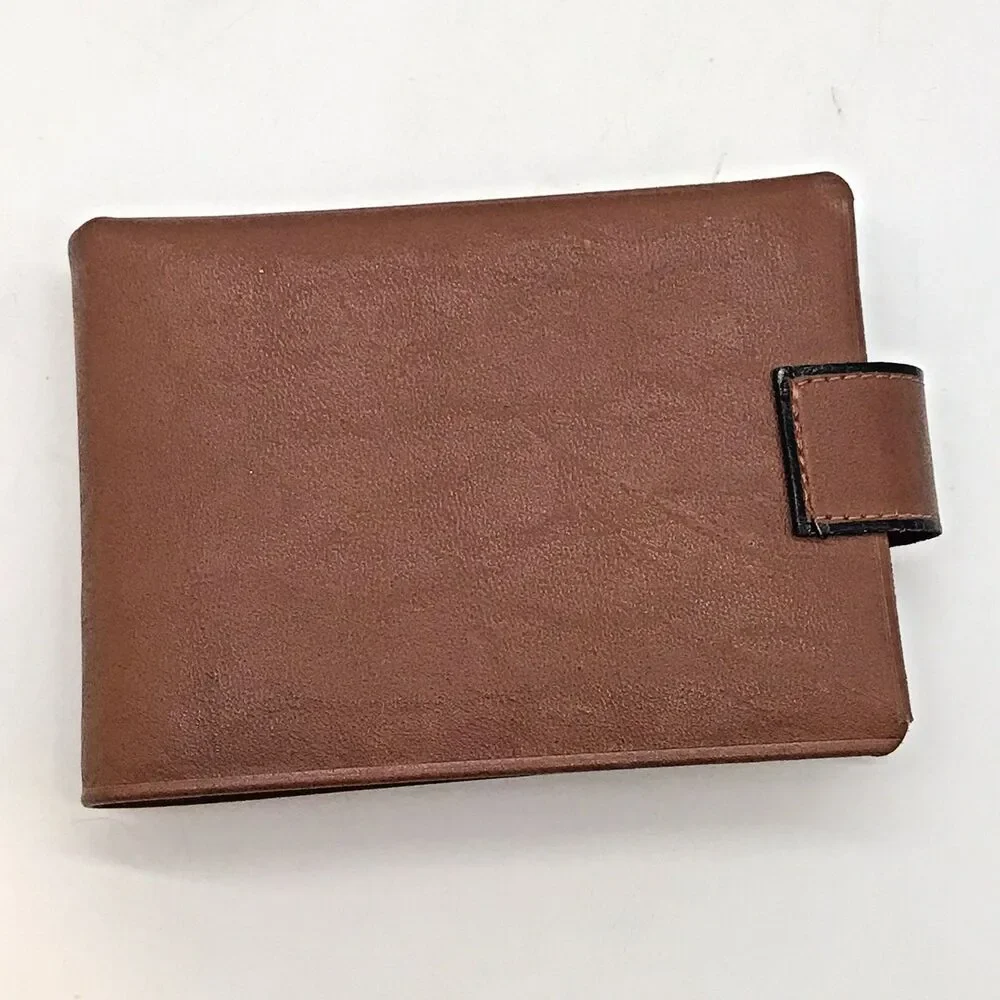 Vintage Buxton Convertible Cognac Leather Bifold Wallet Men's Brown Billfold NOS